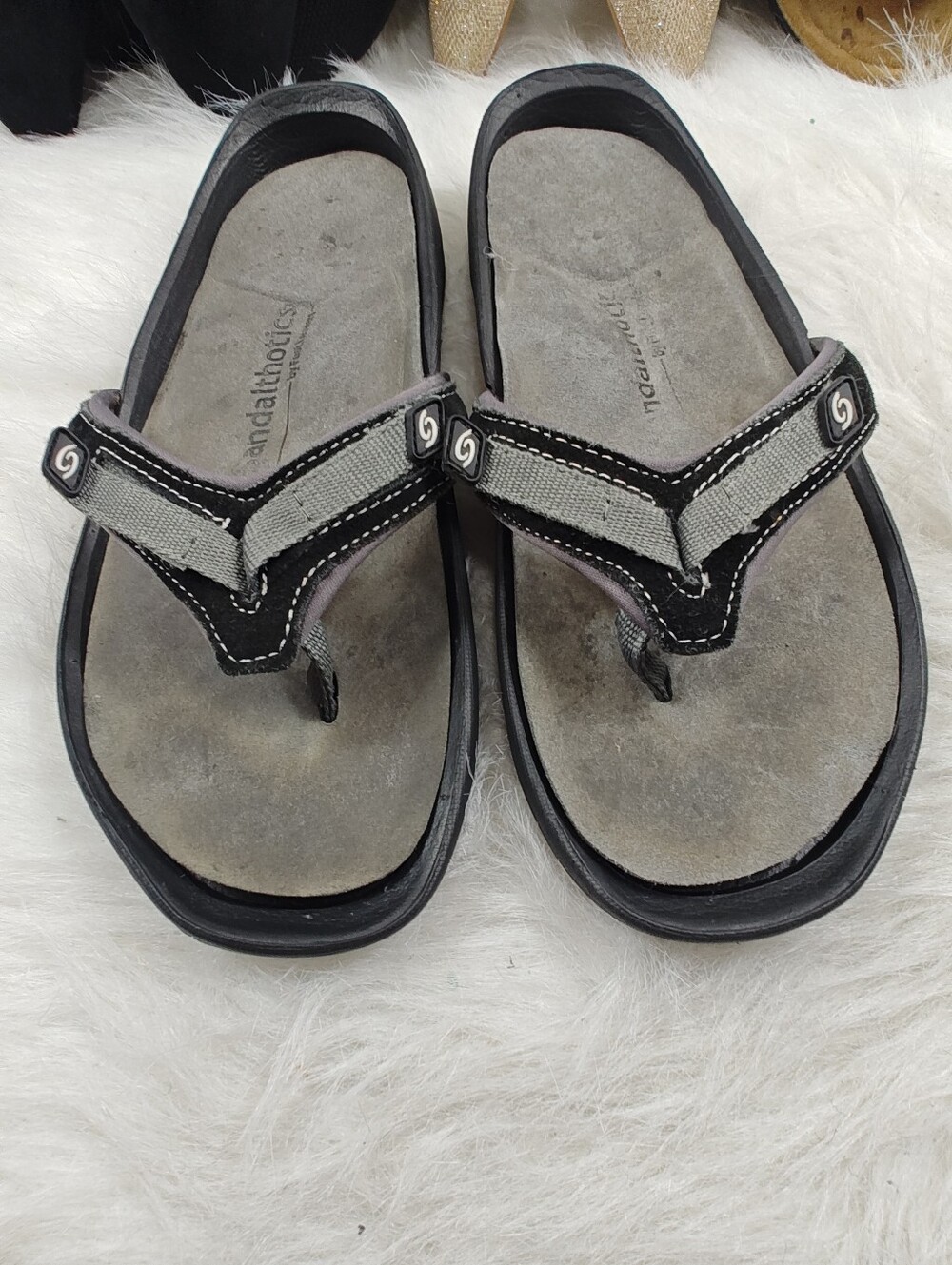 CAOS® Wave Black/Gray Orthotic Flip Flop Sandals Men’s Size 11